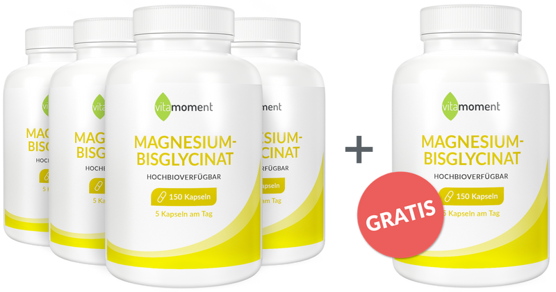 Magnesiumbisglycinat - Vorteilspaket 4+1 - VitaMoment Produkt