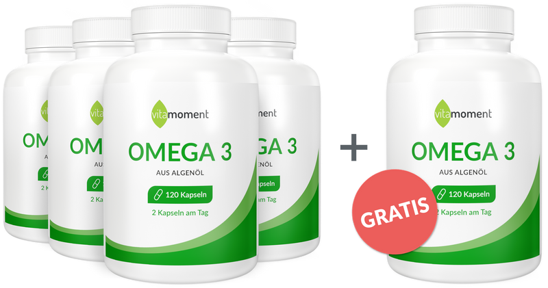 Omega 3 Vegan - Vorteilspaket 4+1 - VitaMoment Produkt