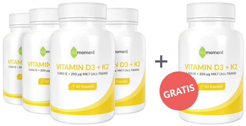 Vitamin D3+K2 - Vorteilspaket 4+1 - VitaMoment Produkt