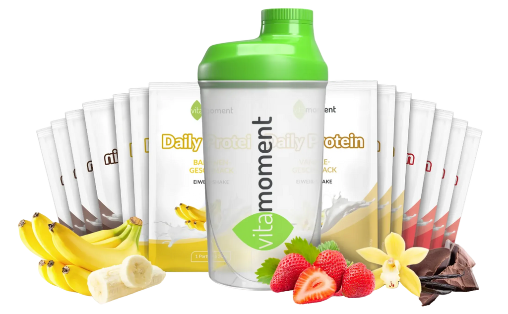 14 Daily Protein-Proben inkl. Shaker - VitaMoment Produkt