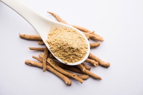 Ein löffel voller Ashwagandha Pulver