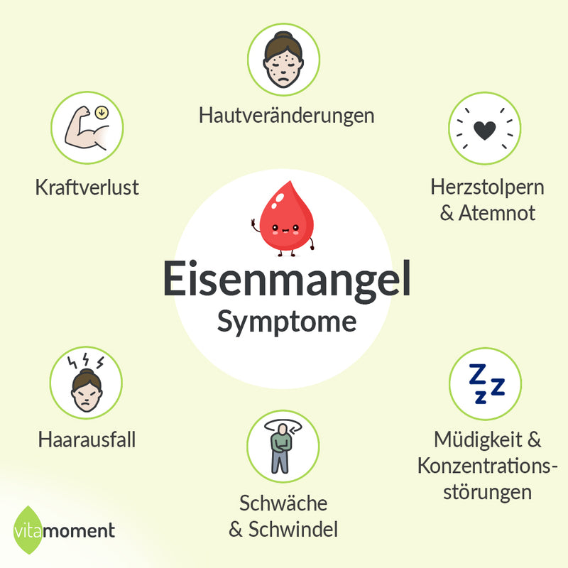 Eisenmangel Symptome: Infografik Typische Symptome bei Eisenmangel