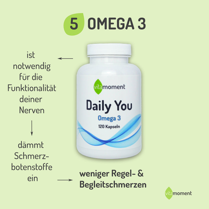 Dose Omega-3  Hintergrundinformationen was bei Regelschmerzen hilft