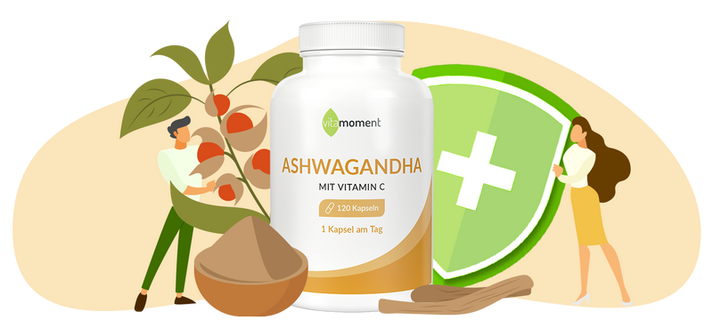 Sp ashwagandha illustration und produkt