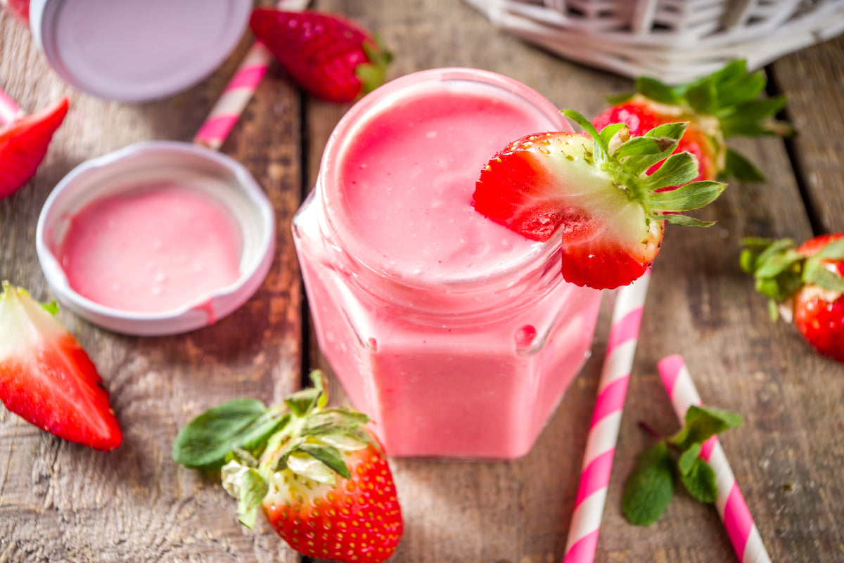 Eiweißshake mit Erdbeeren