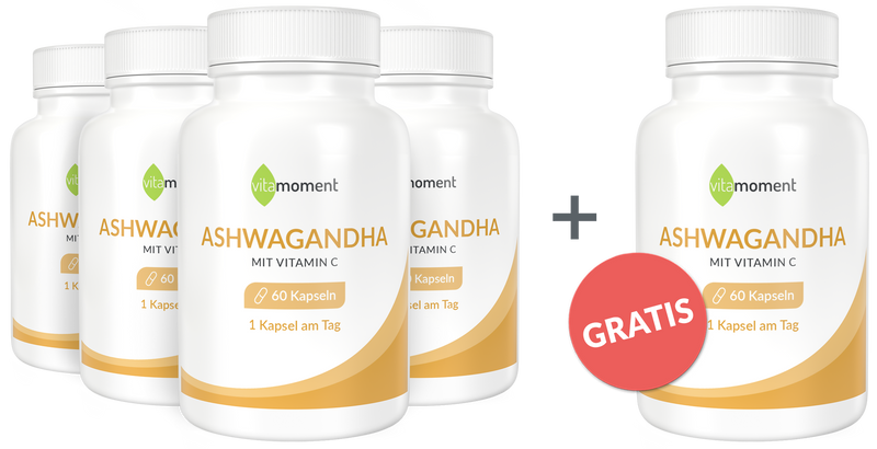 Ashwagandha - Vorteilspaket 4+1 - VitaMoment Produkt