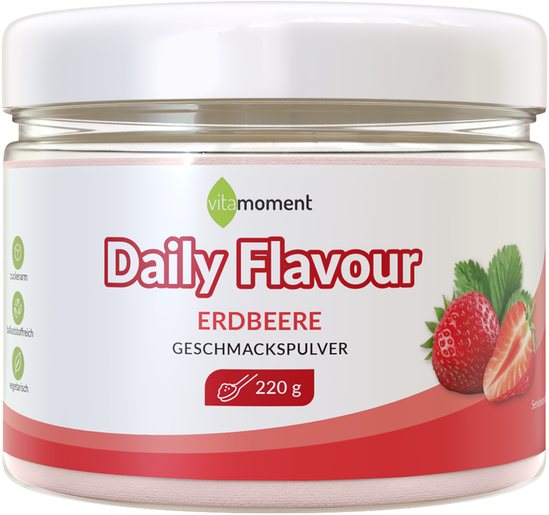 Daily Flavour Geschmackspulver - Erdbeer, 220g - VitaMoment Produkt