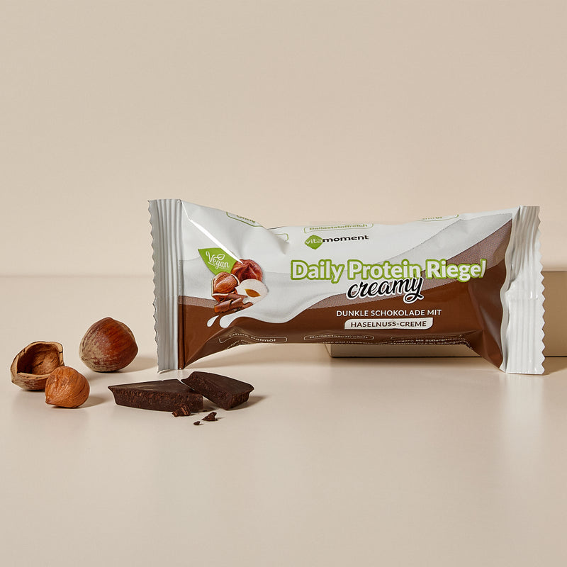 Daily Protein Riegel Creamy Vegan - 1:Dunkle Schoko Haselnuss - VitaMoment Produkt