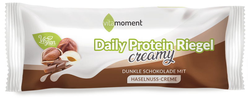Daily Protein Riegel Creamy Vegan - Dunkle Schoko Haselnuss, Einzeln (40g) - VitaMoment Produkt