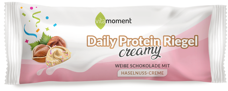Daily Protein Riegel Creamy - Weiße Schoko Haselnuss, Einzeln (40g) - VitaMoment Produkt