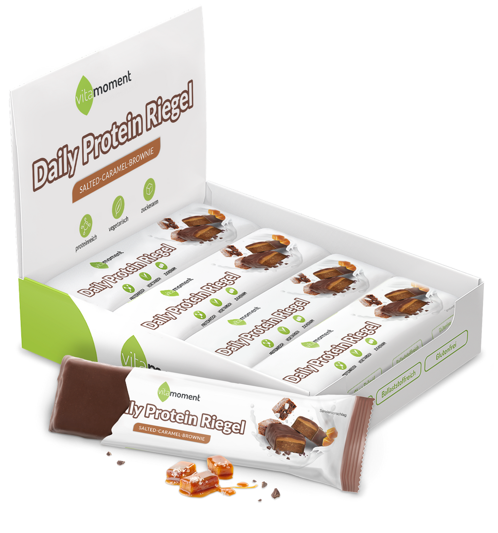 Daily Protein Riegel - Salted-Caramel-Brownie, 12er Box - VitaMoment Produkt