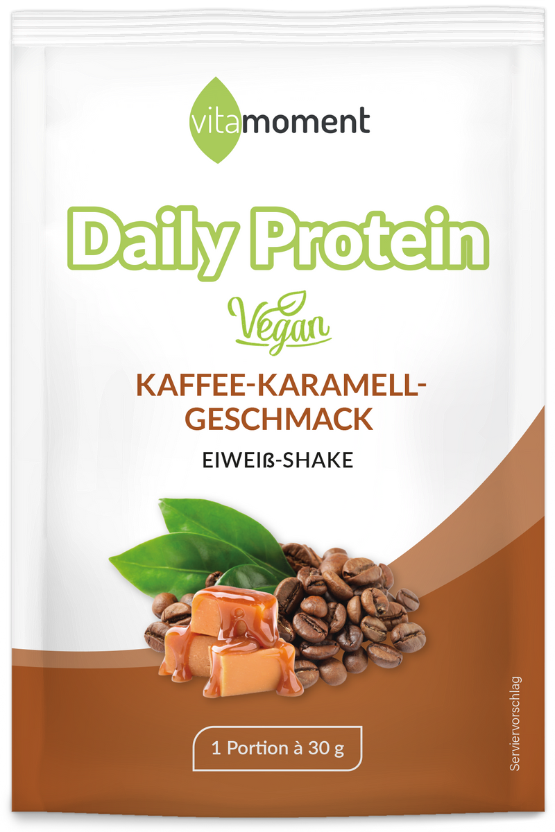 Daily Protein Shake Vegan - Kaffee-Karamell, 30g (Probe) - VitaMoment Produkt