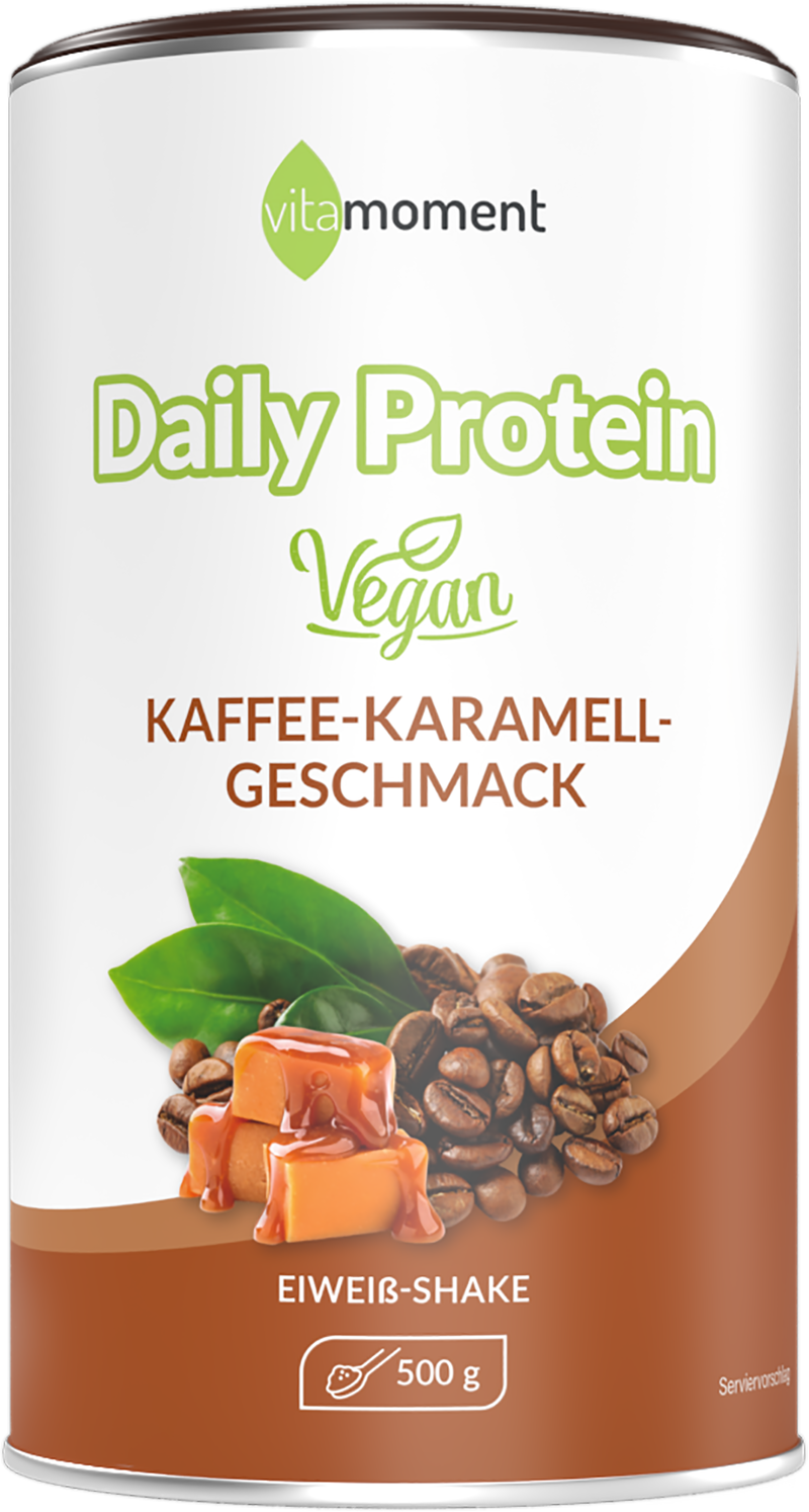 Daily Protein Shake Vegan - Kaffee-Karamell, 500g - VitaMoment Produkt
