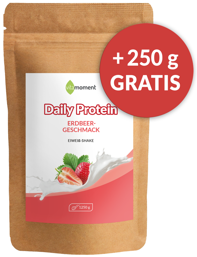 Daily Protein Shake - Erdbeer, 1250g - VitaMoment Produkt