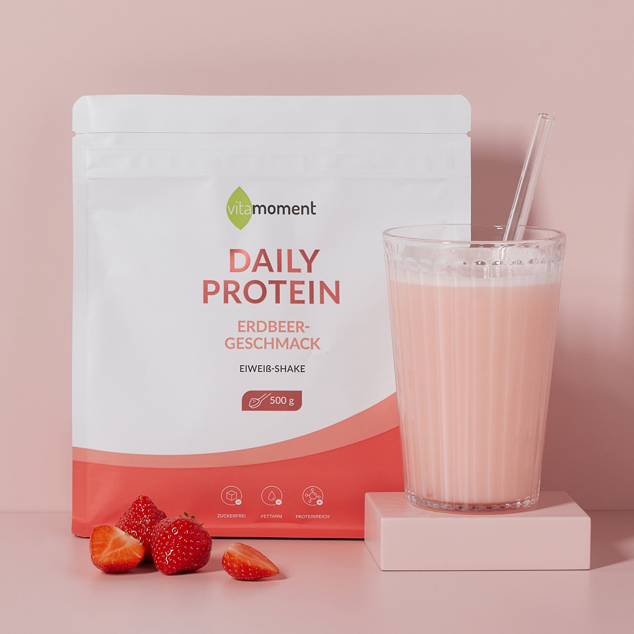 Daily Protein Shake - Erdbeer, 500g - VitaMoment Produkt