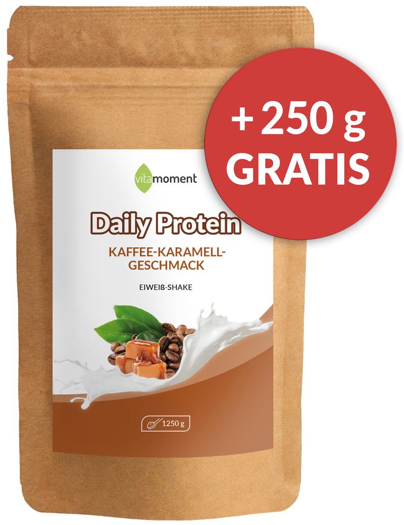 Daily Protein Shake - Kaffee-Karamell, 1250g - VitaMoment Produkt