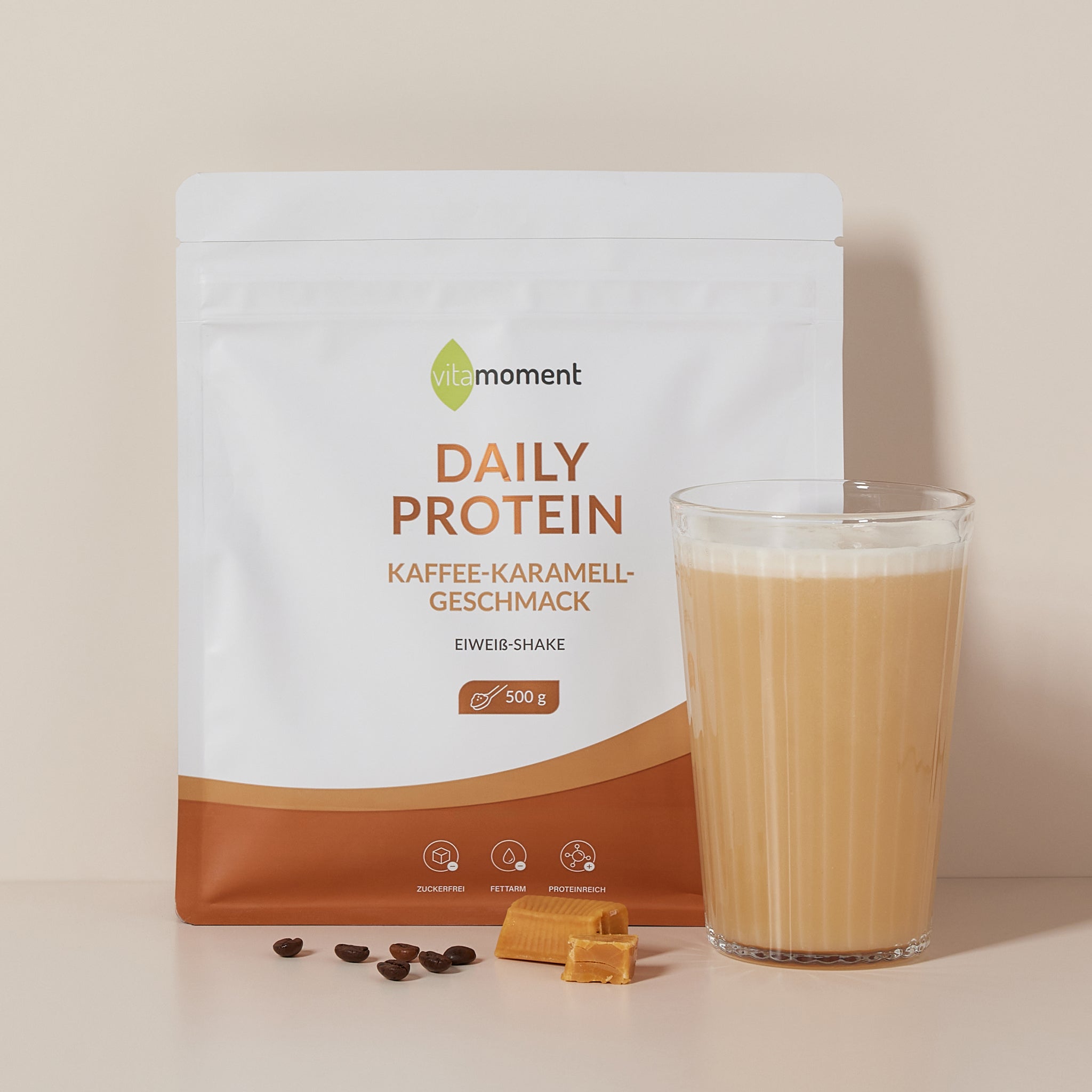 Daily Protein Shake - Kaffee-Karamell, 500g - VitaMoment Produkt