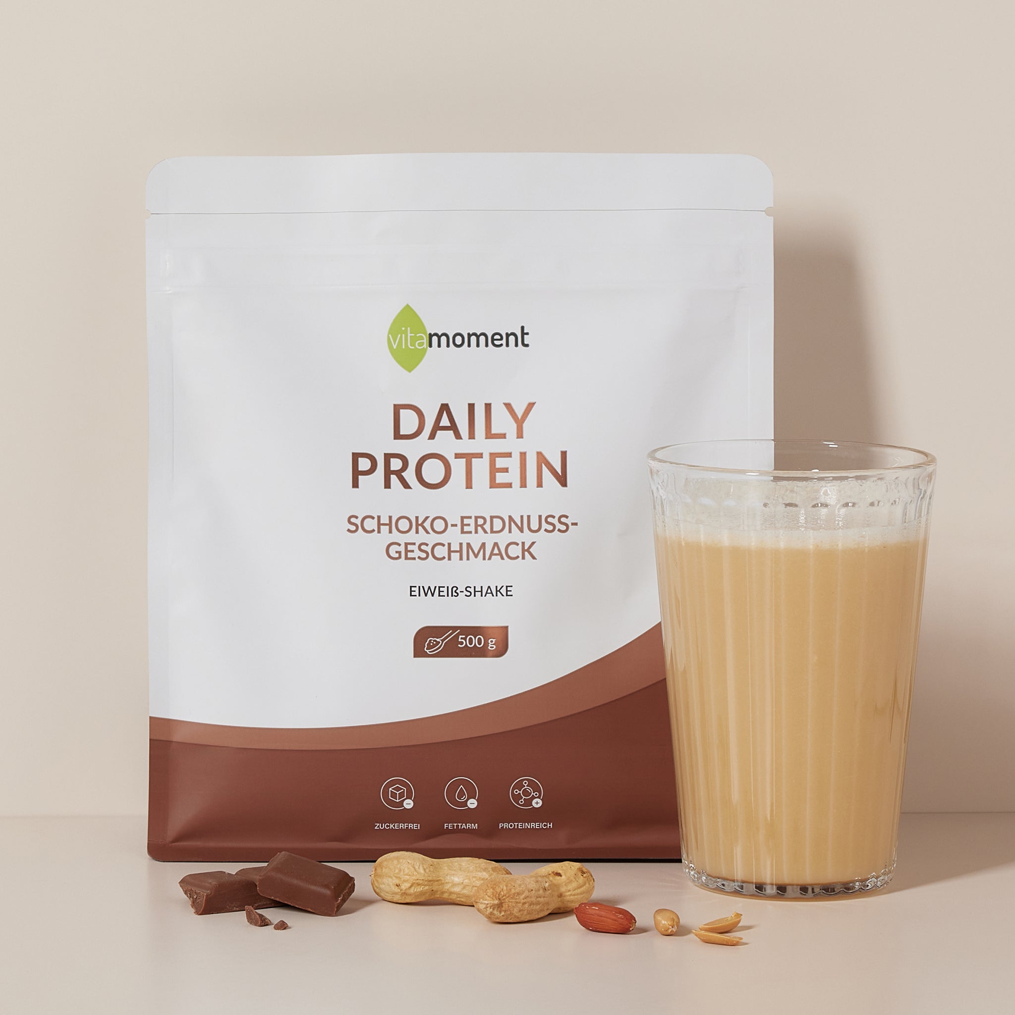 Daily Protein Shake - Schoko-Erdnuss, 500g - VitaMoment Produkt