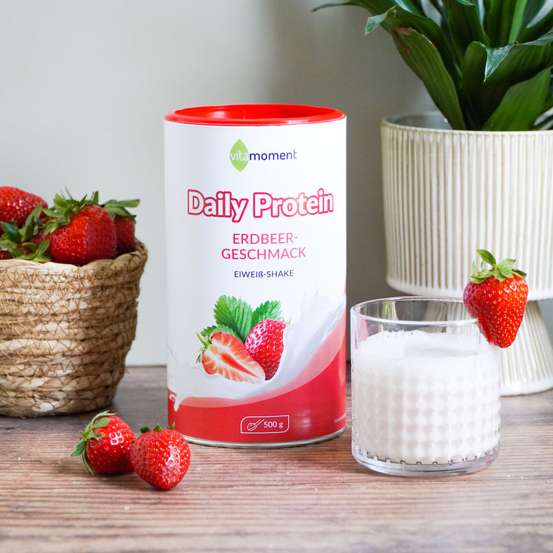 Daily Protein Erdbeer Shake und Dose