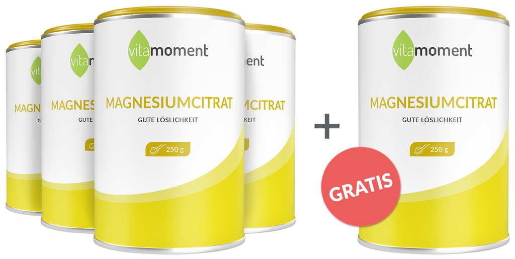 Magnesiumcitrat - Vorteilspaket 4+1 - VitaMoment Produkt